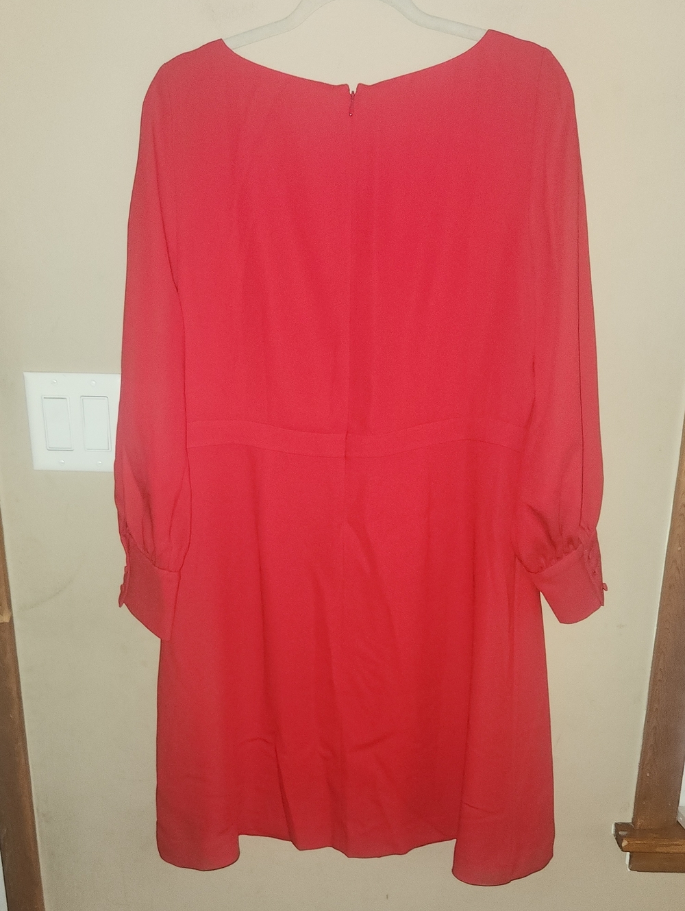 Ann Taylor Red Long Sleeve Fit Flare V Neck Dress 2 Lovely Size 12